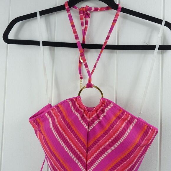 Trina Turk Womens Striped Cut-Out One-Piece Swimsuit Size 10 - Picture 4 of 10